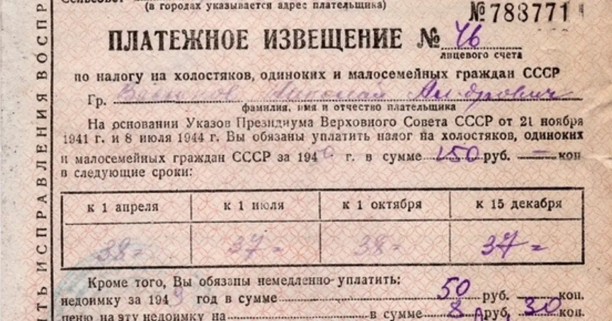 Указ Президиума Верховного совета СССР № 23/160 «О налоге на холостяков, одиноких и бездетных граждан СССР»