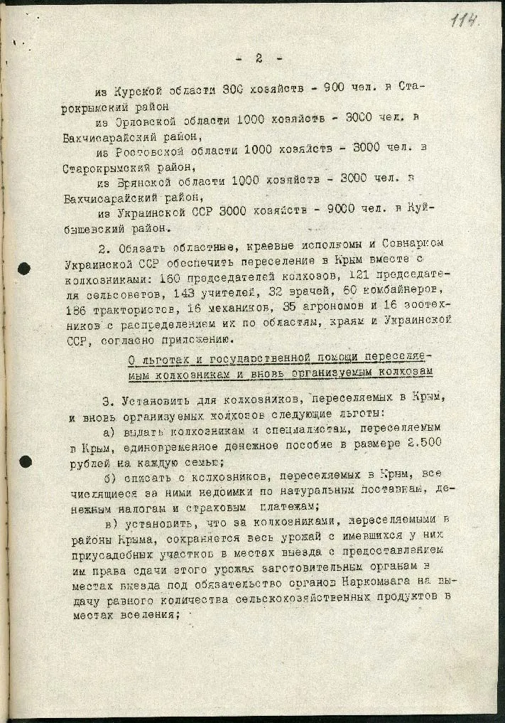 Постановление Государственного комитета обороны СССР «О переселении колхозников в районы Крыма»