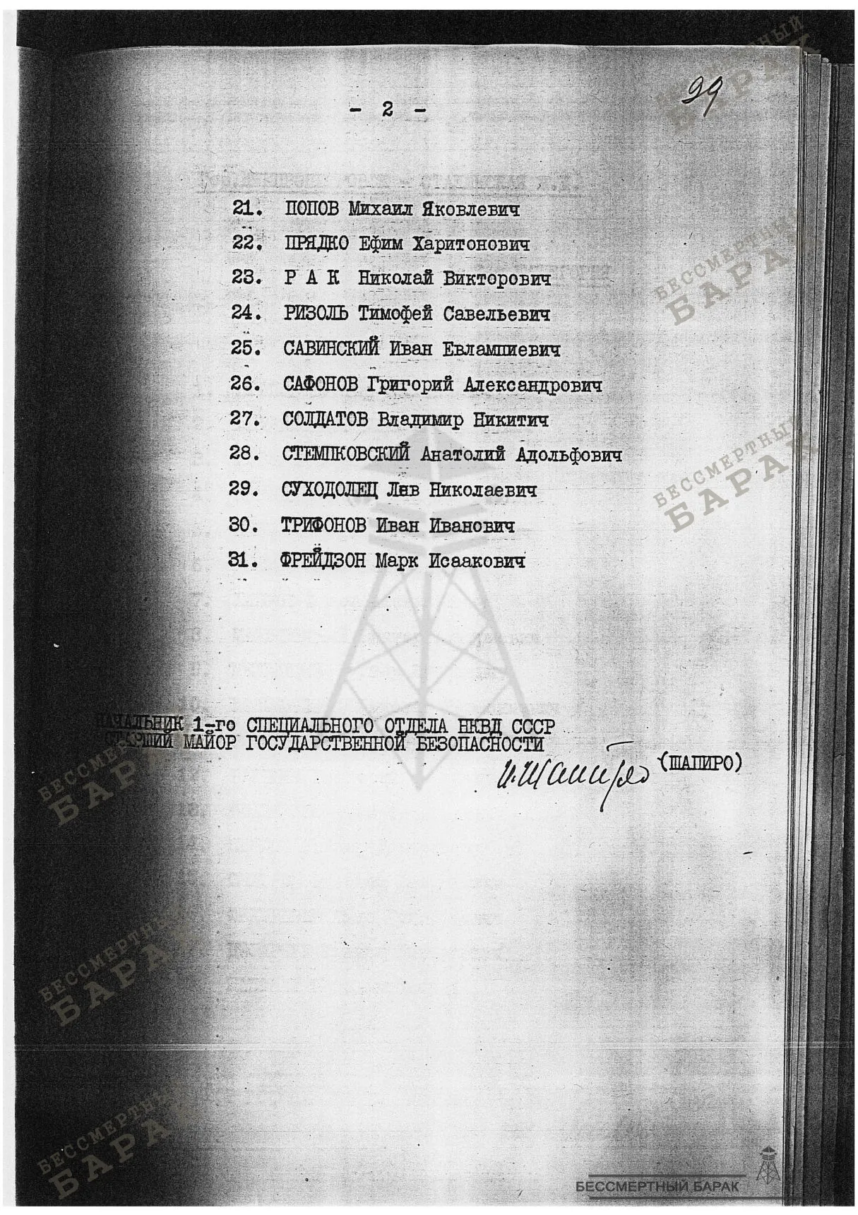 Список лиц - Украинская ССР,г.Киев-Юго-Западная ж.д., г.Одесса-Одесская ж.д.,г.Днепропетровск-Сталинская ж.д.,г.Артемовск-Северо-Донецкая ж.д.,г.Харьков-Южная ж.д.