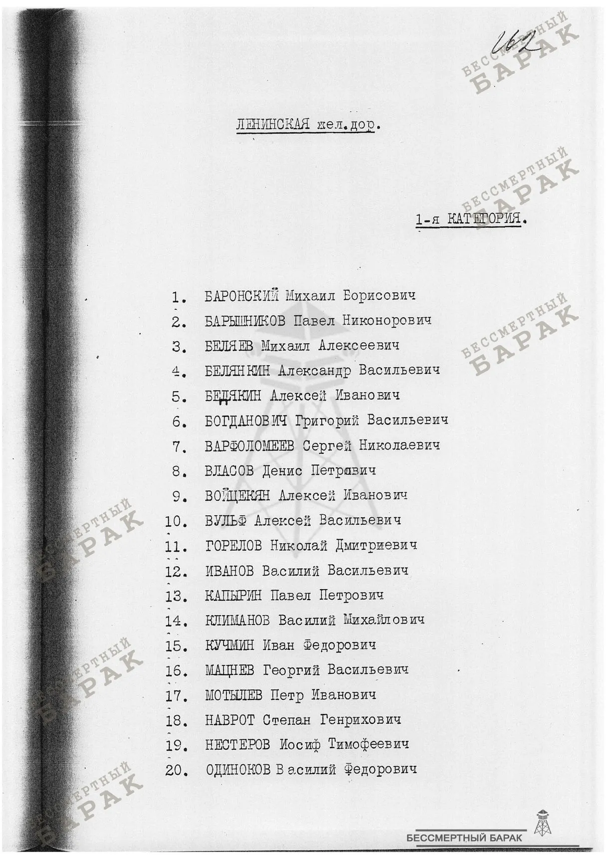 12.09.38 Список лиц - Московская область,ДТО УГБ УНКВД МО по Метро,Московско-Окружная ж.д.,ж.д.им.Дзержинского,Ленинская ж.д.,БЕЛБАЛТЛАГ НКВД,ВОЛГОЛАГ НКВД
