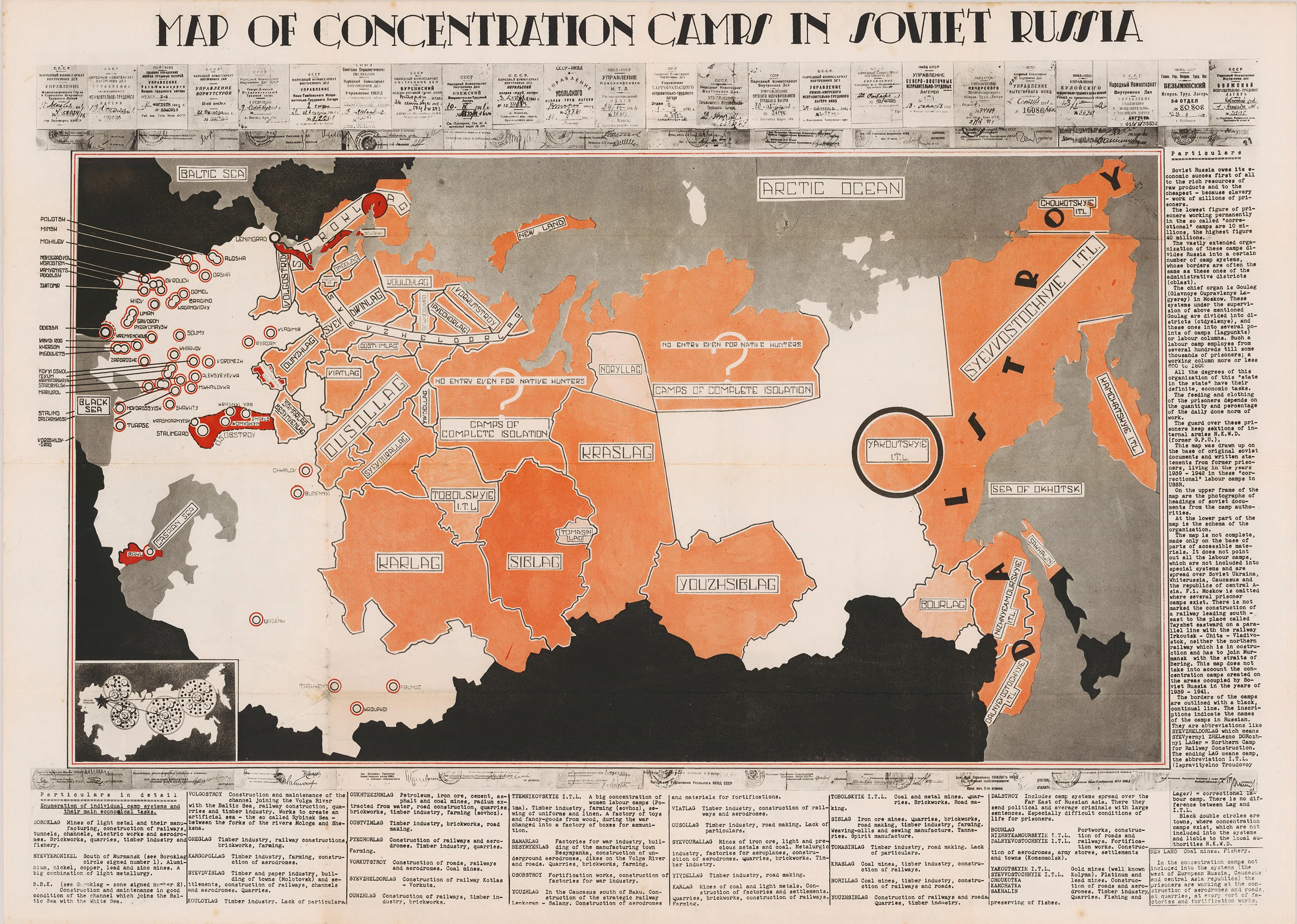 Карта лагерей и тюрем Советского Союза в 1945 году.